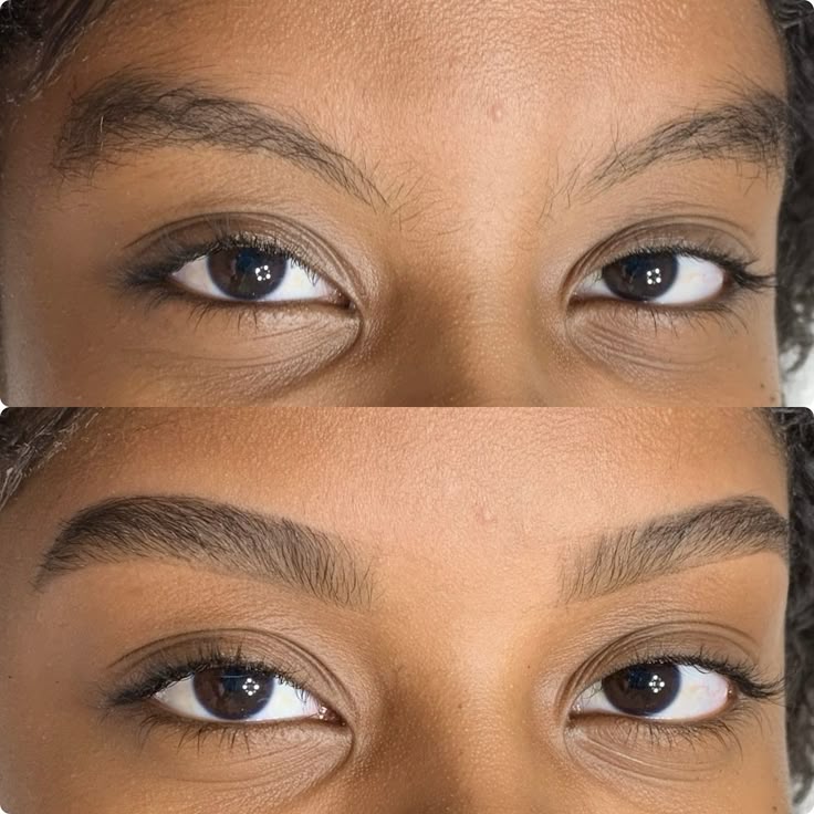 Antes e depois de design e definição de sobrancelhas